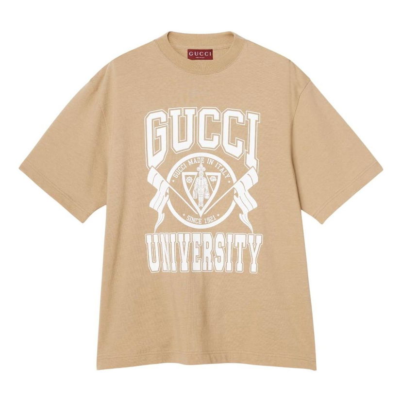 Majica Gucci Gucci Jersey T-Shirt University Print Bež | 798115-XJGU9-9134