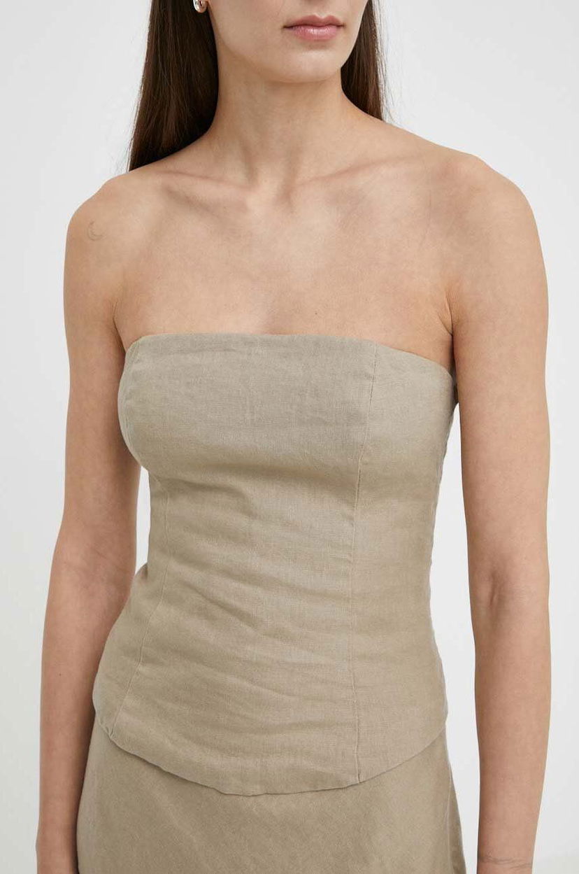 Majica brez rokavov Samsoe Samsoe Samsoe Samsoe SAELYNN Linen Bandeau Top Bež | F24100098