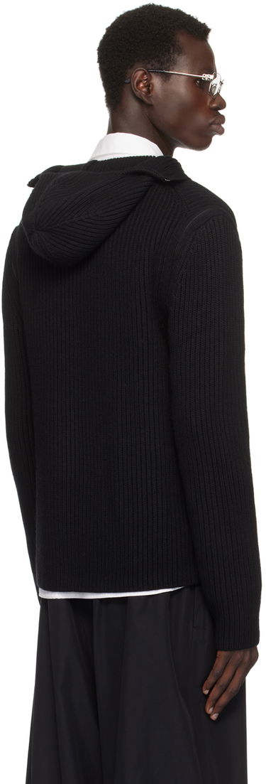 Pleteni pulover Helmut Lang Helmut Lang Rib Knit Zip Hoodie Črna | O07HM799, 2