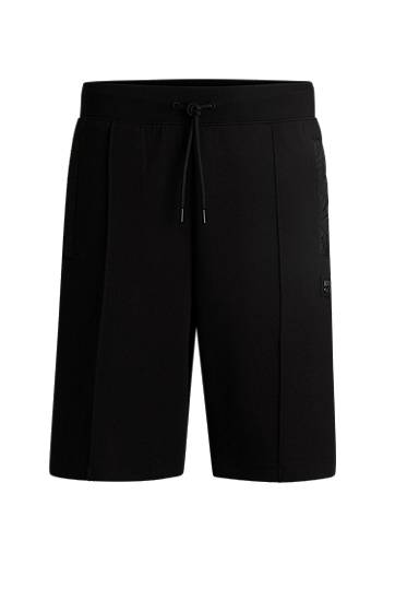 Kratke hlače BOSS Cotton-Blend Shorts with Zigzag Stitching Črna | 50536345