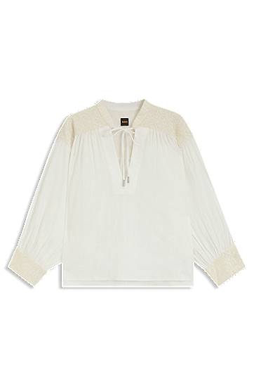 Srajce BOSS Regular-Fit Dobby Cotton Voile Blouse Bela | 50546176