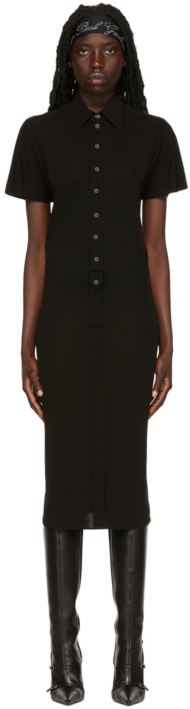 Obleke Jean Paul Gaultier Jean Paul Gaultier 'The Polo' Midi Shirt Dress Črna | 22/06-F-RO019B-J016