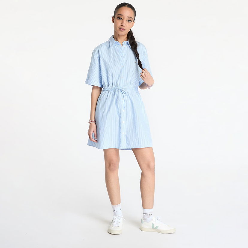 Obleke Tommy Hilfiger Tommy Jeans Mini Stripe Shirt Dress Modra | DW0DW20617 0A9
