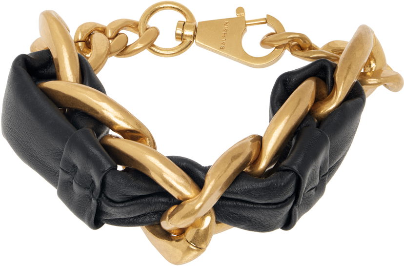 Zapestnica Balmain Chain Leather Bracelet Črna | EN1XH471MBLH
