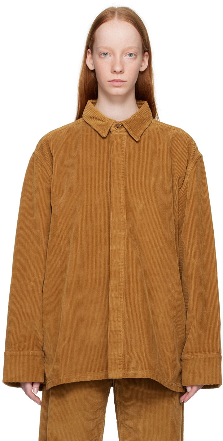 Srajce Baserange Corduroy Button-Up Shirt Jacket Rjava | JAIN-CO-WI22