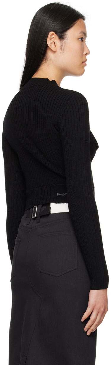 Pleteni pulover Feng Chen Wang Feng Chen Wang Ribbed Asymmetric Sweater Črna | FWF16KT02B, 2