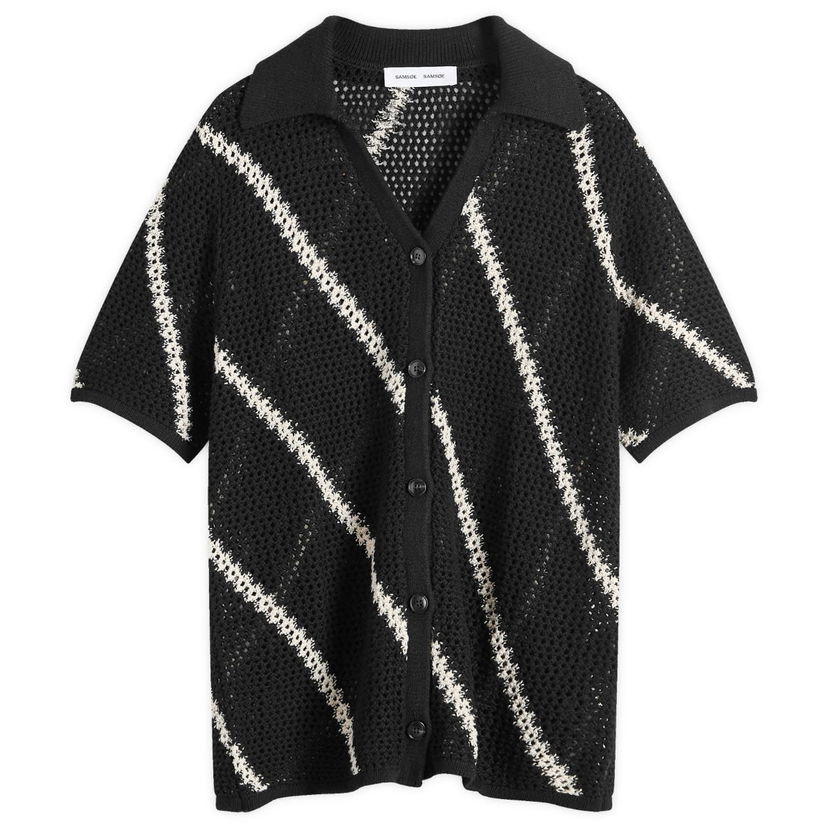 Pleteni pulover Samsoe Samsoe Samsøe Samsøe Saisha Knitted Polo Shirt Črna | F24200030-CLR001600