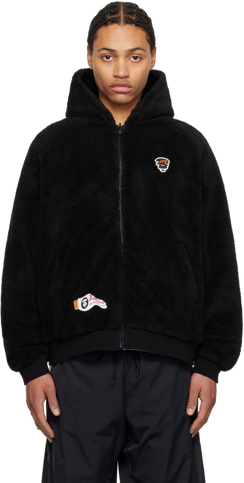 Pulover AAPE by A Bathing Ape AAPE by A Bathing Ape Moonface Logo Reversible Zip-Up Hoodie Črna | AAPSWMB352XXNBKX