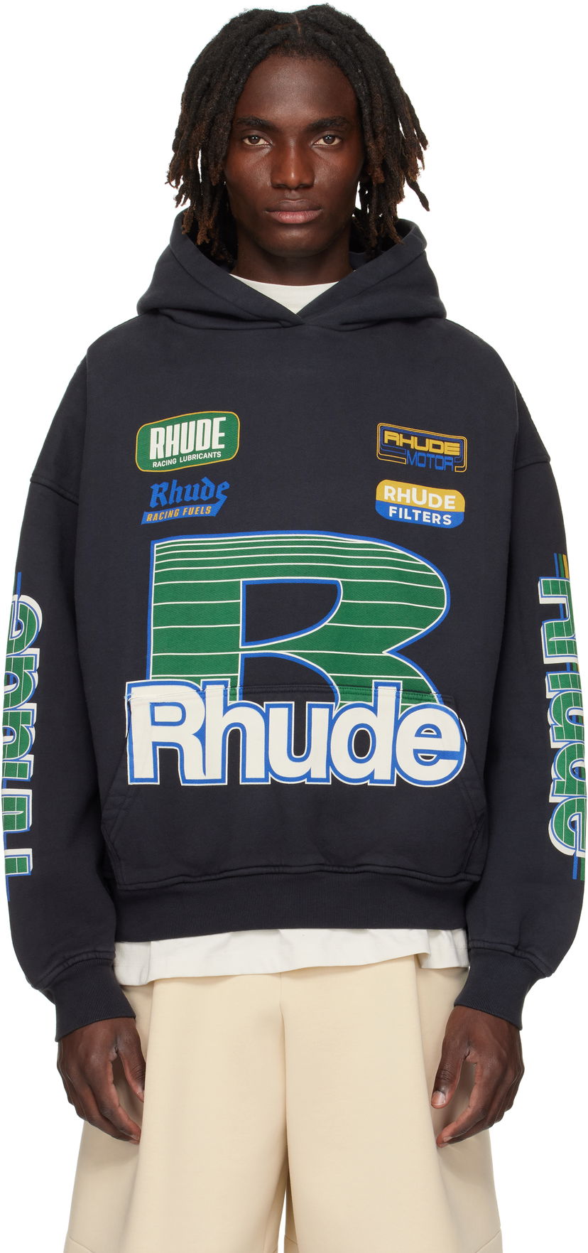 Pulover Rhude Rhude Roadway Racing Hoodie Črna | RHPF25HO08012