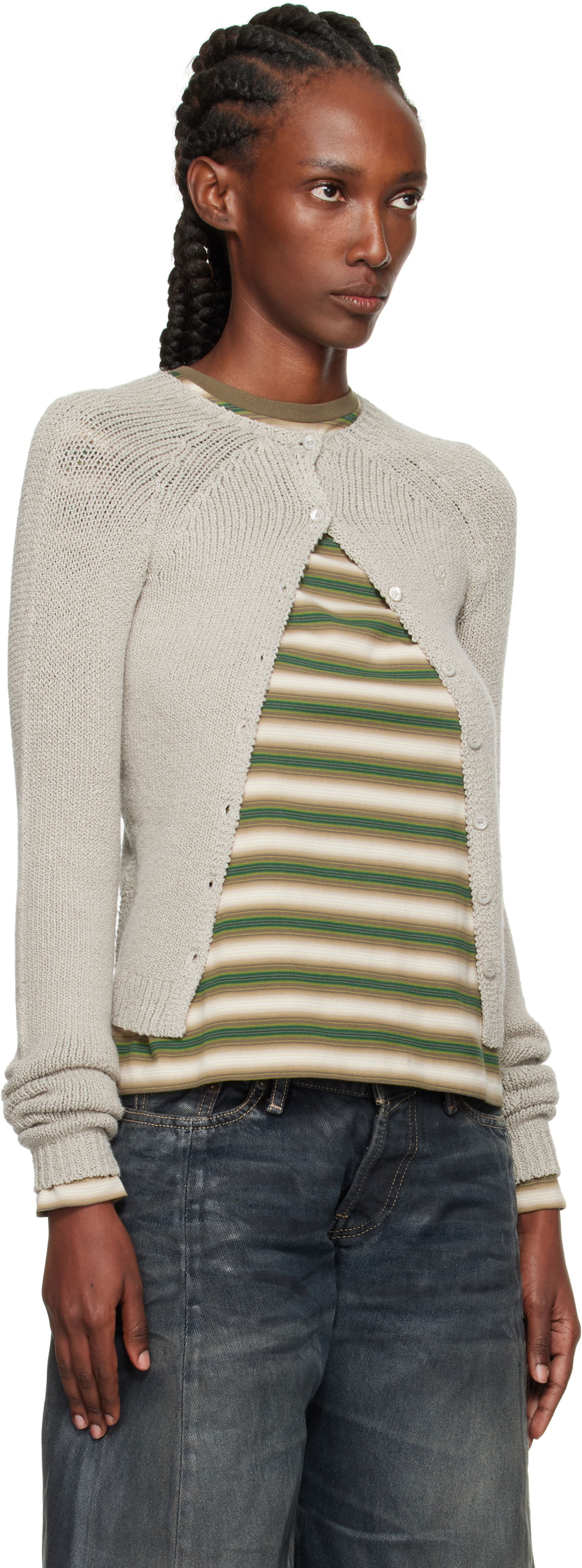 Pleteni pulover Acne Studios Acne Studios Button-Up Cardigan Siva | A60592-, 1