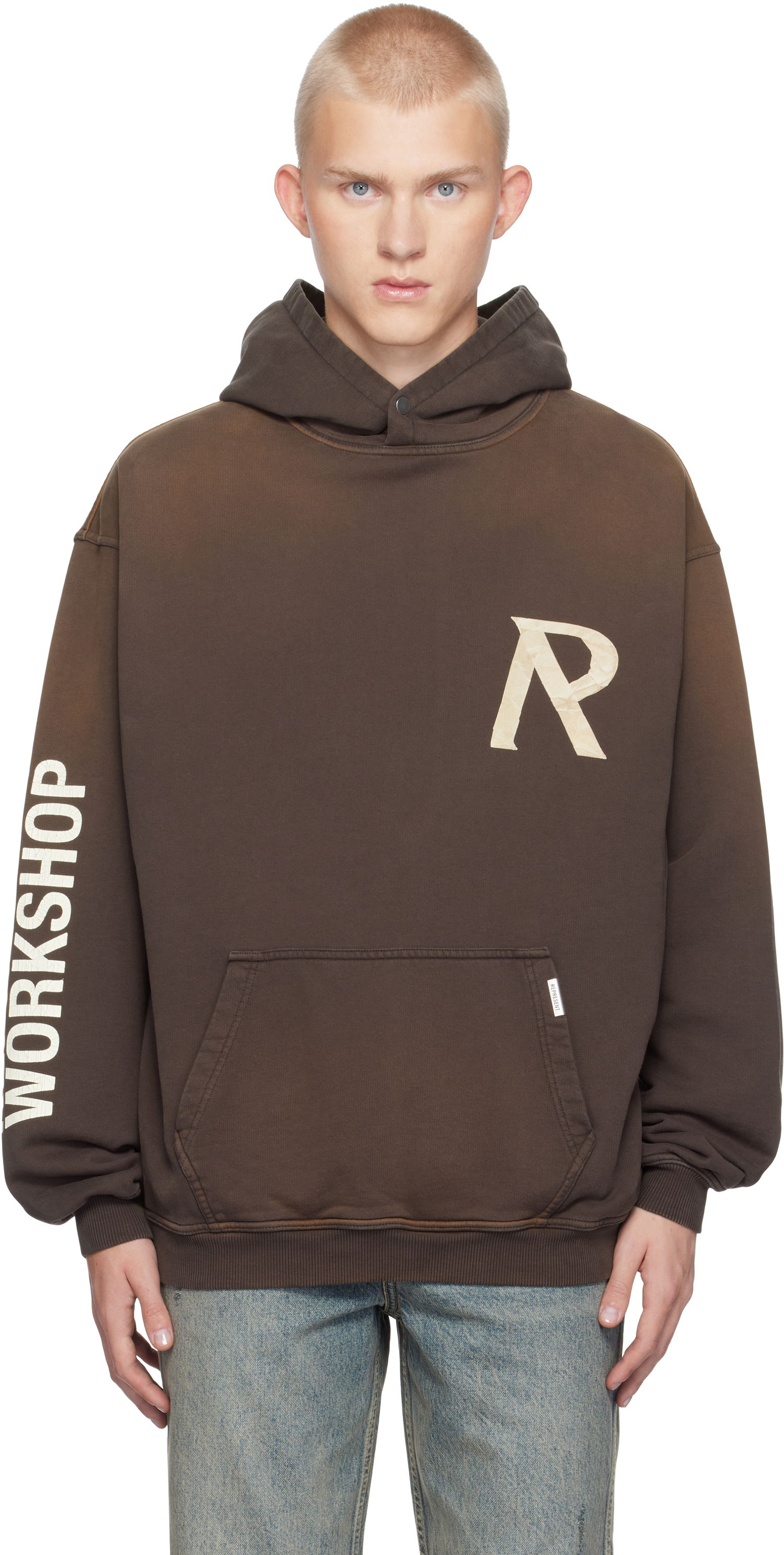 Pulover Represent Clo Masking Tape Initial Hoodie Rjava | MLM4212, 0