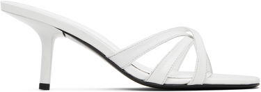 Nega čevljev BY FAR BY FAR Julie Creased Calf Leather Heeled Sandals Bela | MWFHO020CL034WH025PL, 0
