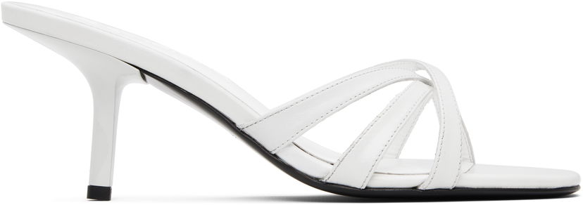 Nega čevljev BY FAR BY FAR Julie Creased Calf Leather Heeled Sandals Bela | MWFHO020CL034WH025PL