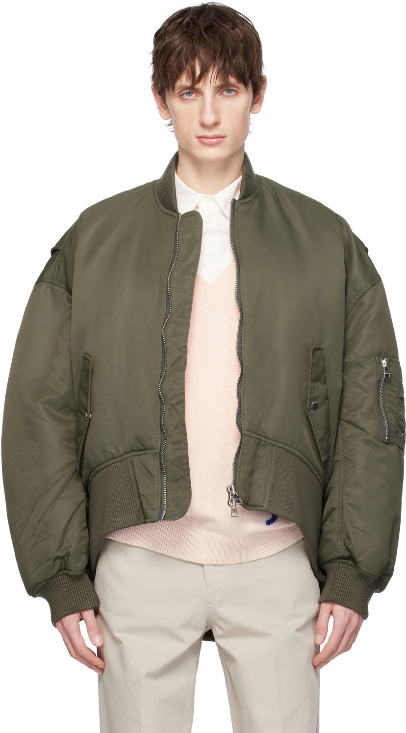 Bomber jakna JW Anderson JW Anderson Oversized Bomber Jacket with Curved Hem Zelena | JK0357-PG1696