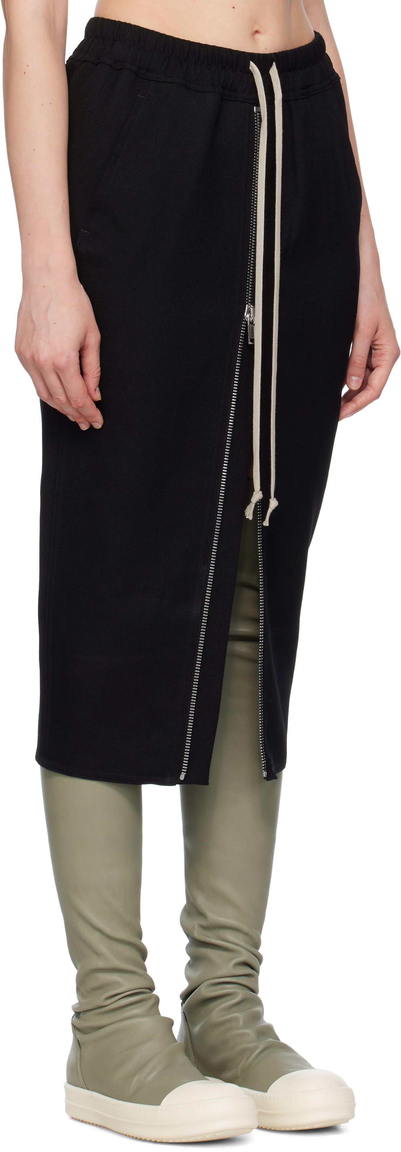 Krila Rick Owens Rick Owens Zipped Short Pillar Midi Skirt Črna | RP02E4375 WD, 1