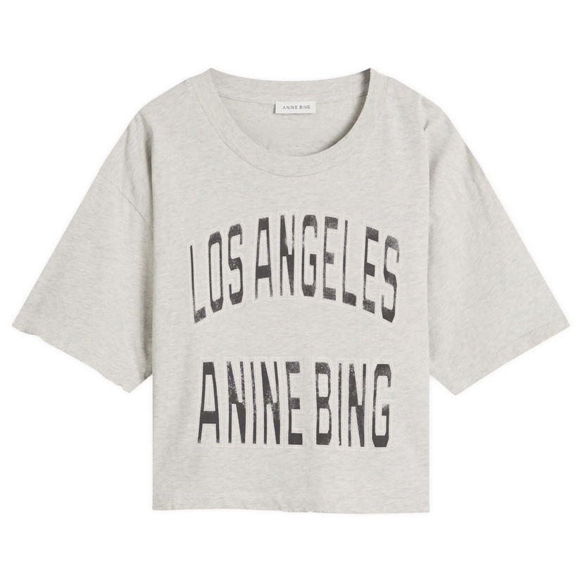 Krop-top Anine Bing Anine Bing Johnny Cropped T-Shirt, Size Large Siva | A-08-11449-GRY1