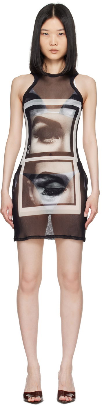 Obleke Jean Paul Gaultier Gaultier 'The Eyes And Lips' Mesh Minidress Črna | 24/30-F-RO250-T553-000201