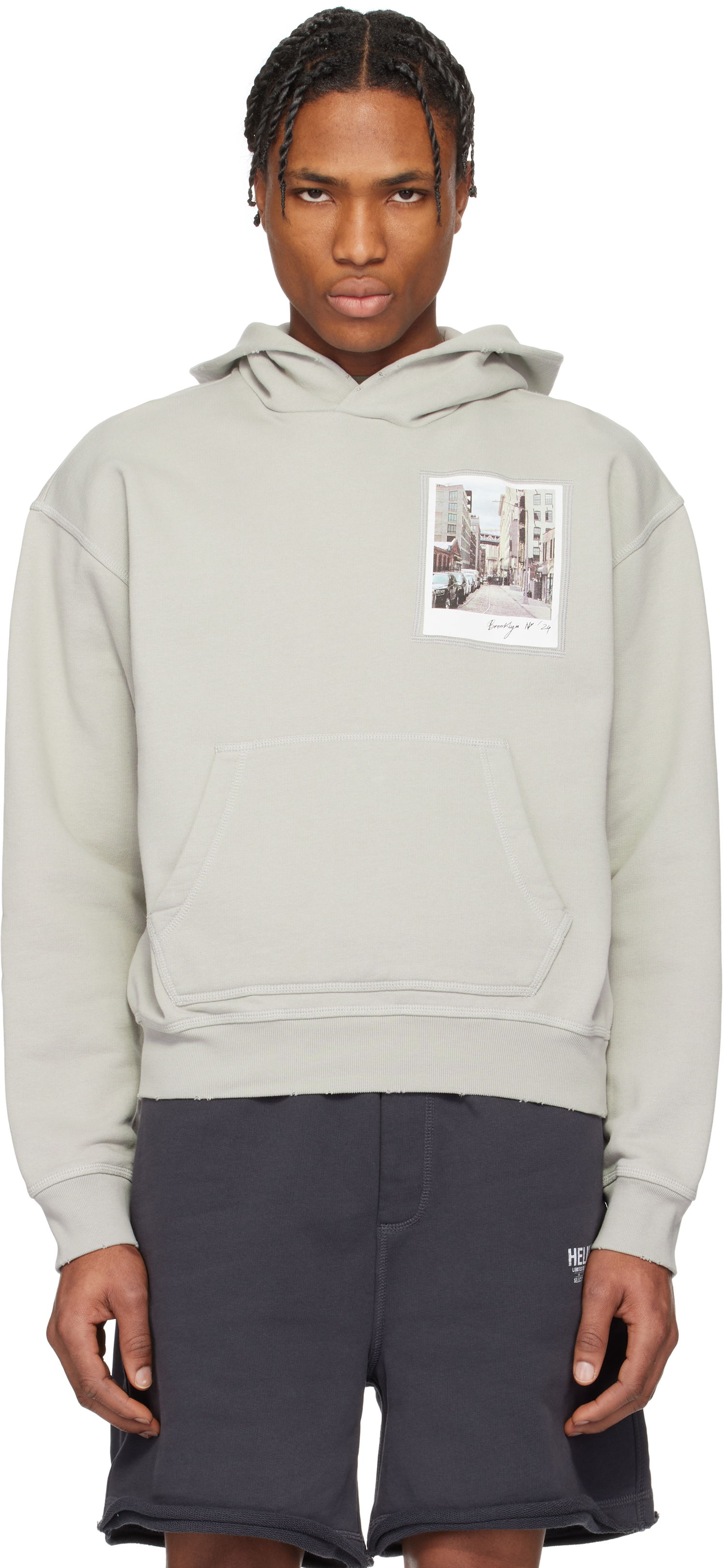 Pulover Helmut Lang Helmut Lang Brooklyn Postcard Hoodie Siva | O10HM520, 0