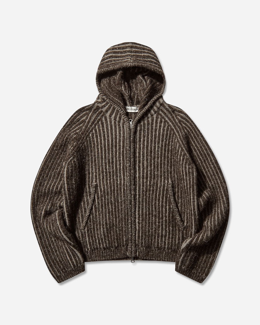 Pleteni pulover OUR LEGACY Level Hooded Full-Zip Striped Sweater Rjava | M4253LV 001