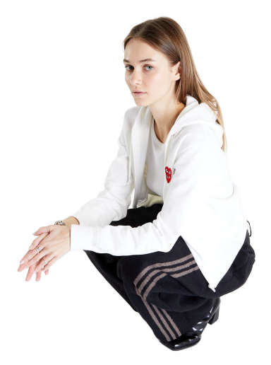 Pulover Comme des Garçons Double Heart Zip Hoodie Bela | AZT293 white