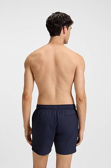 Kopalke BOSS Drawstring swim shorts with stacked-logo print Mornarica | 50545464, 1