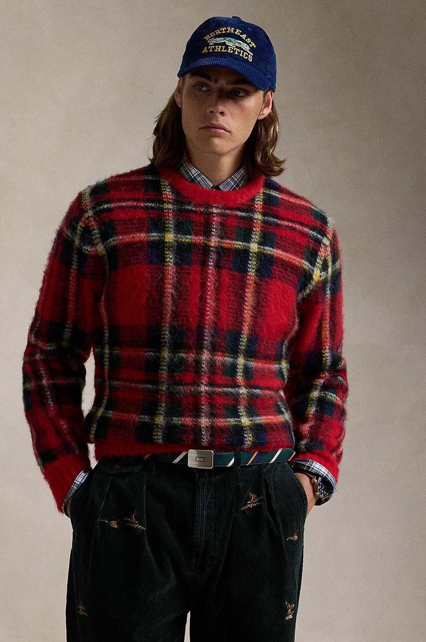 Pleteni pulover Polo by Ralph Lauren Plaid Wool Sweater Rdeča | 710949292