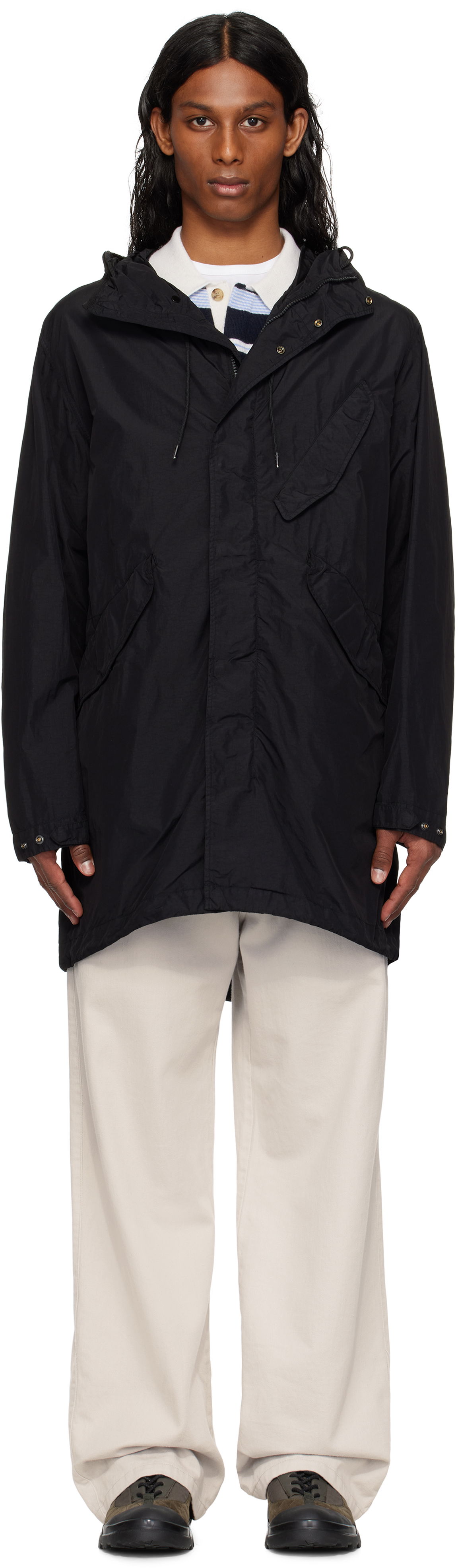 Vetrovka C.P. Company C.P. Company Flatt Nylon Goggle Fishtail Parka Črna | 18CMOW064A-005991G, 0