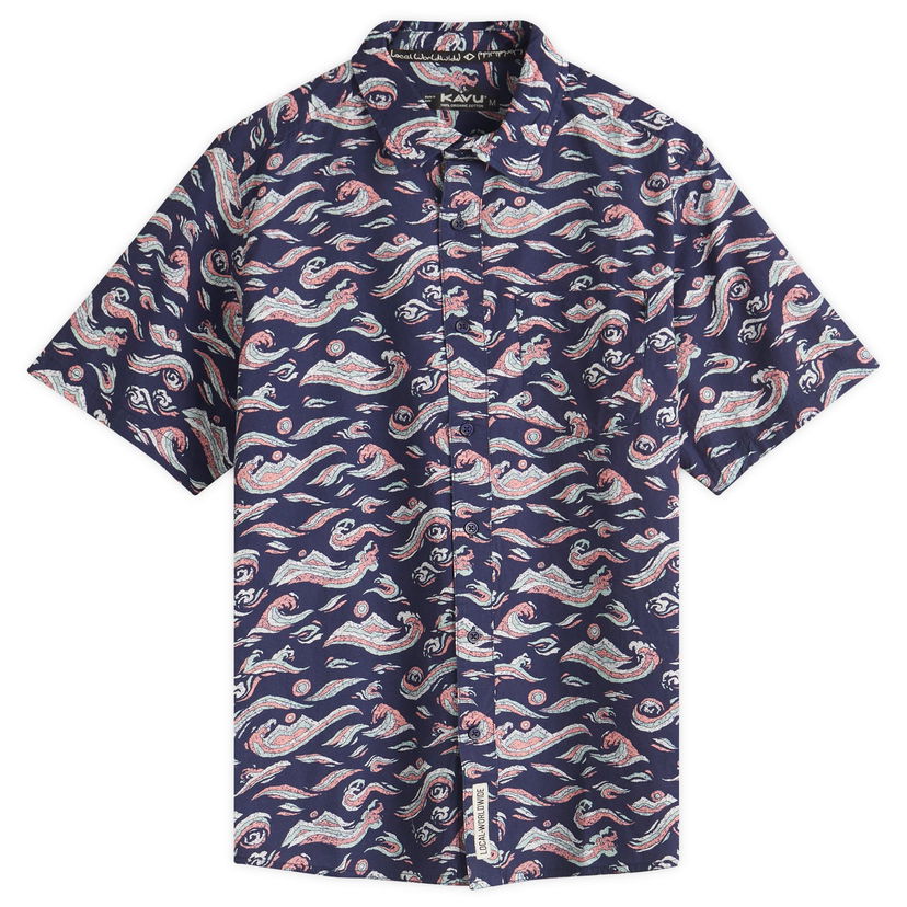 Srajce KAVU Festaruski Stand Collar Short Sleeve Shirt Mornarica | 5036-2564