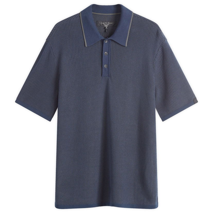 Polo majica rag & bone Harvey Knit Polo Modra | MBS24S017BC17