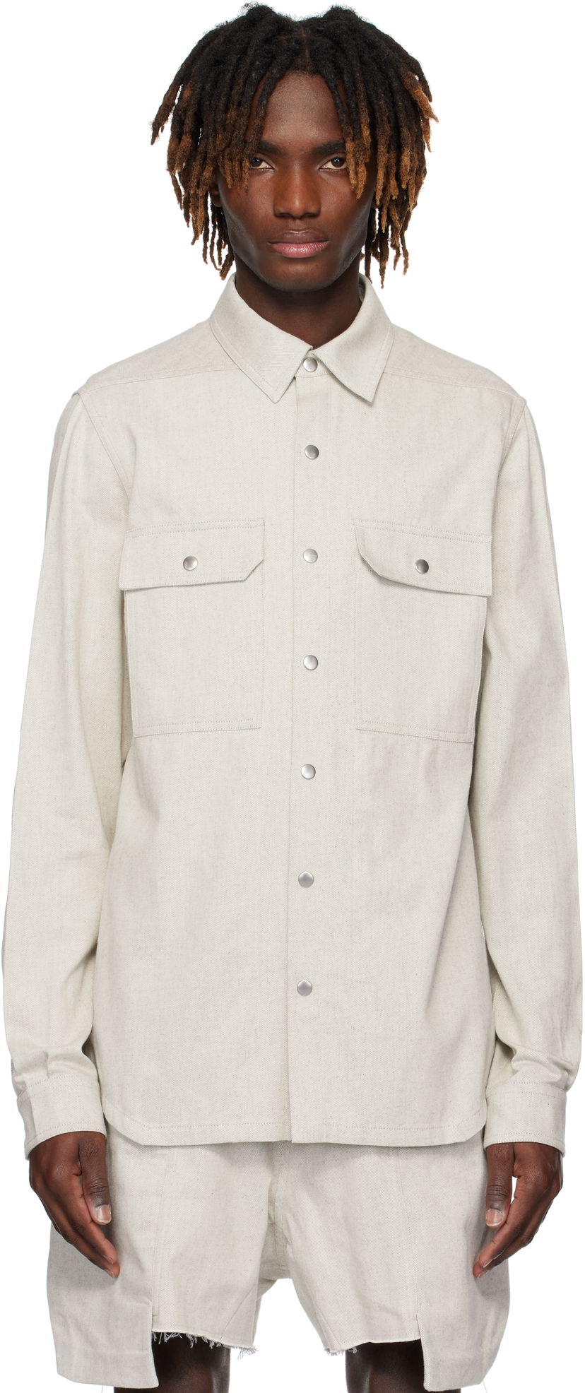 Srajce Rick Owens Rick Owens Hollywood Denim Overshirt Bež | RU01E5729 DRD