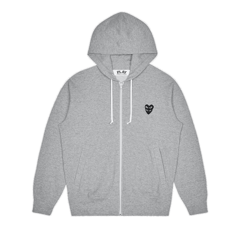 Pulover Comme des Garçons PLAY Stacked Heart Zip Hoodie Siva | AZ T302 051 1