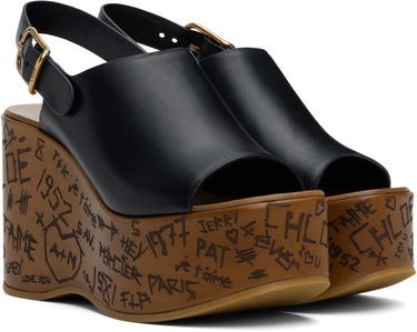 Nega čevljev CHLOÉ Chloé Maxime Wedge Sandals Črna | CHC25U10GLU, 3