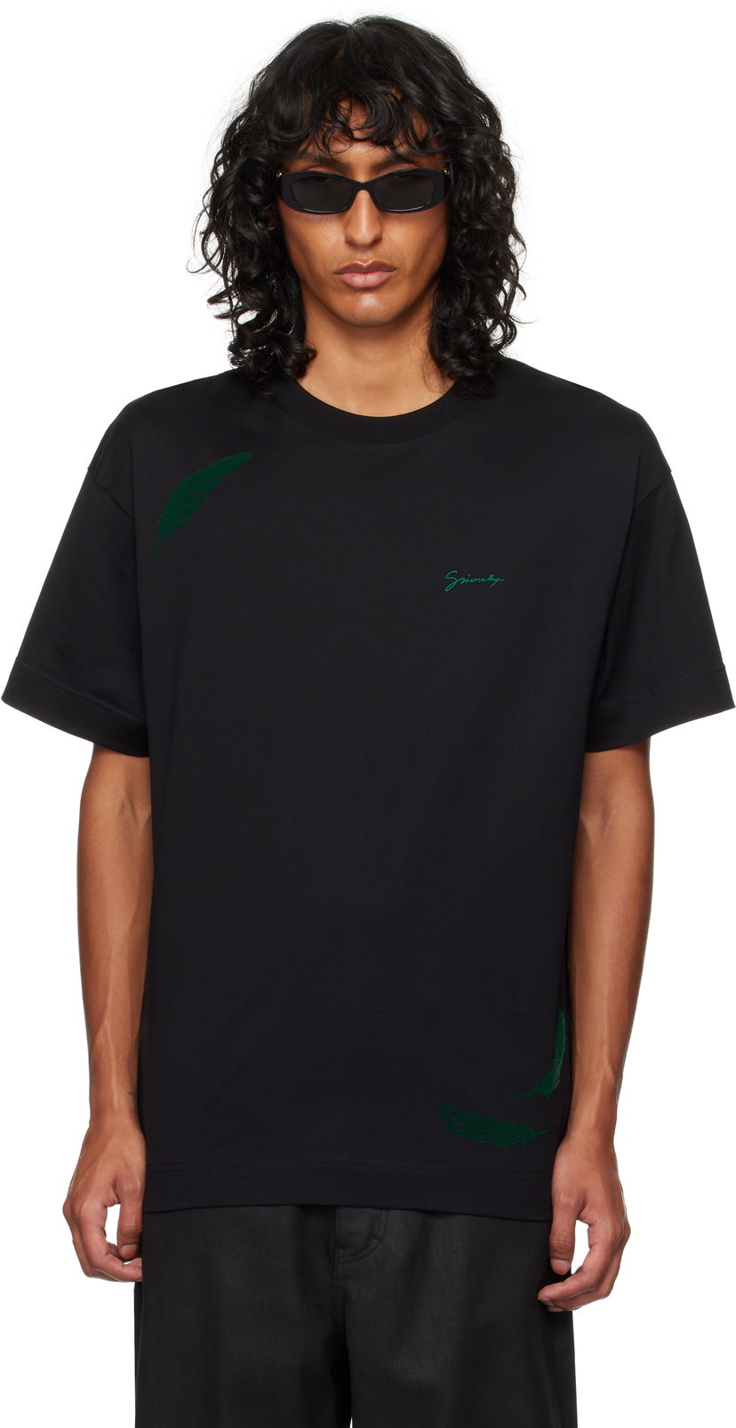 Majica Givenchy Feathers T-Shirt Črna | BM71JA3YNT013