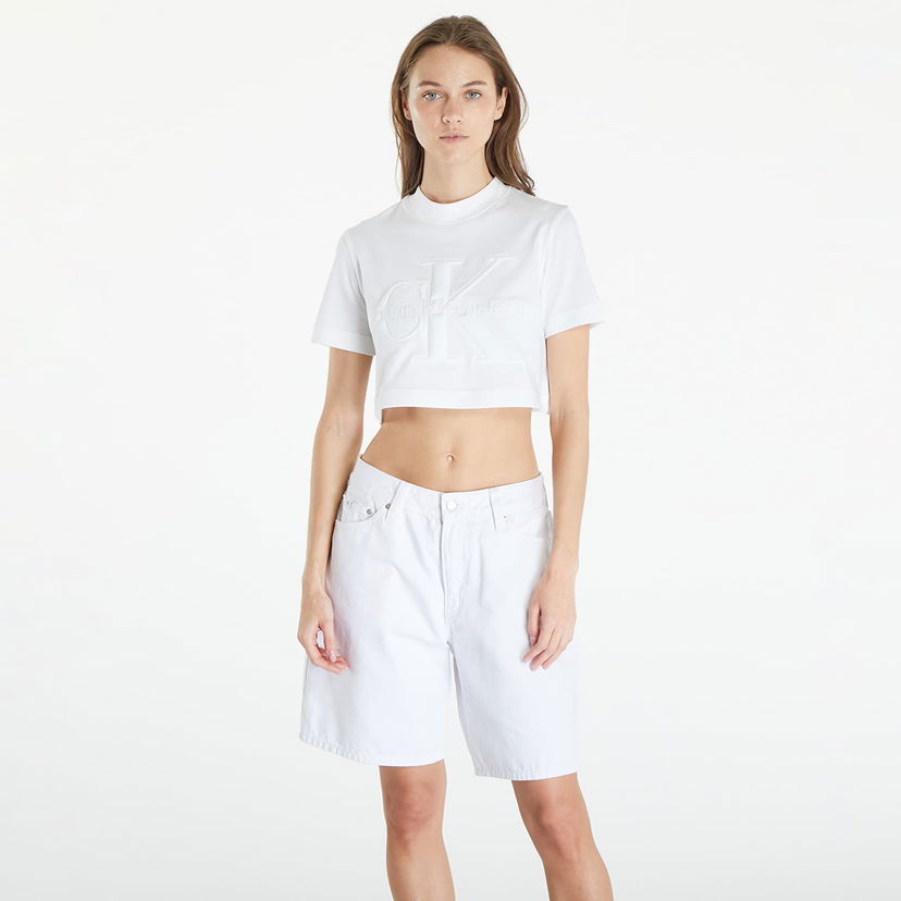 Majica CALVIN KLEIN Premium Monologo Cropped T-Shirt White Bela | J20J223362 YAF