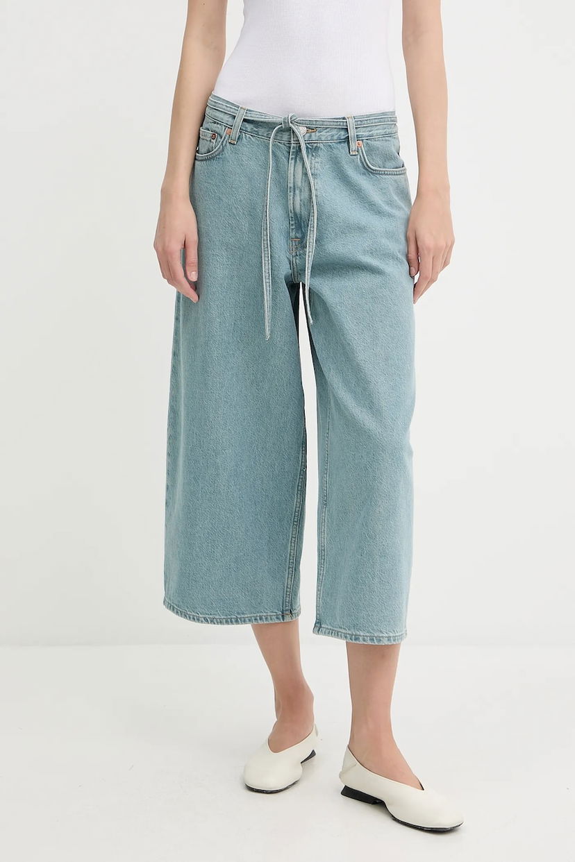 Kavbojke Samsoe Samsoe Samsoe Samsoe SAHARPER High Waist Wide Leg Cropped Jeans Modra | F25200011