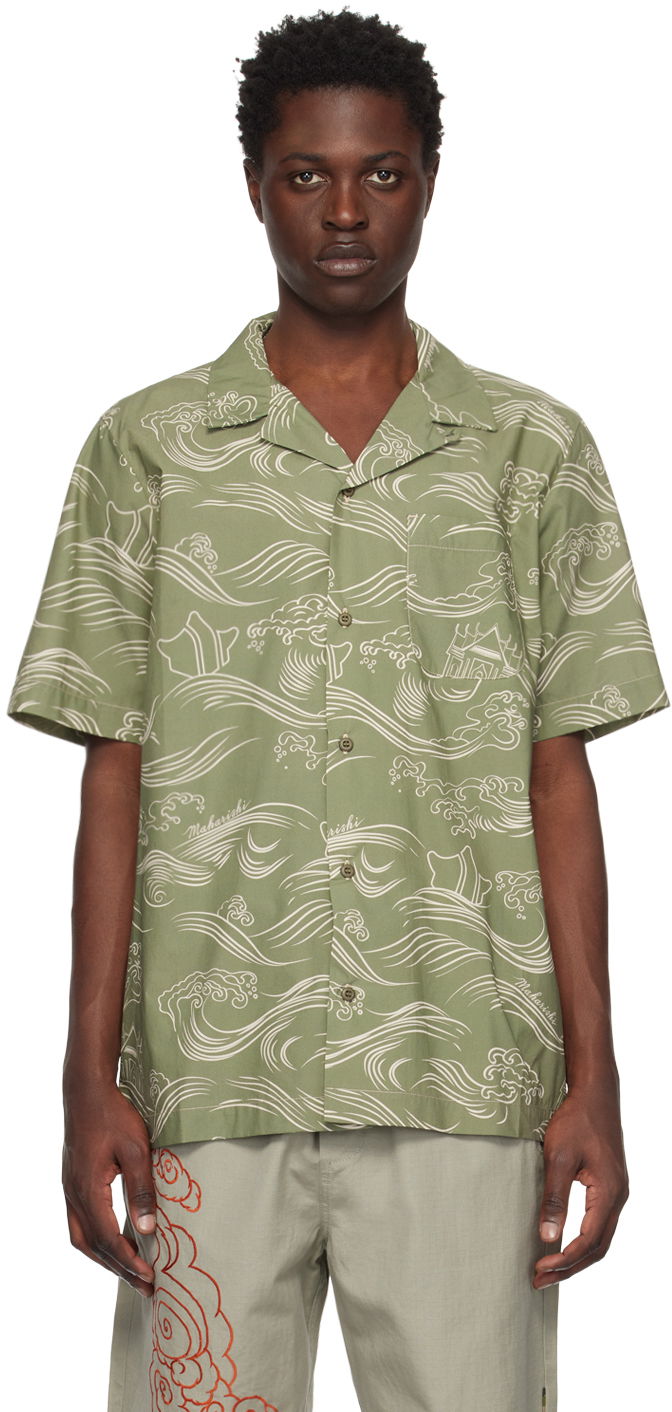 Srajce Maharishi Wave Print Relaxed Fit Shirt Zelena | 4263