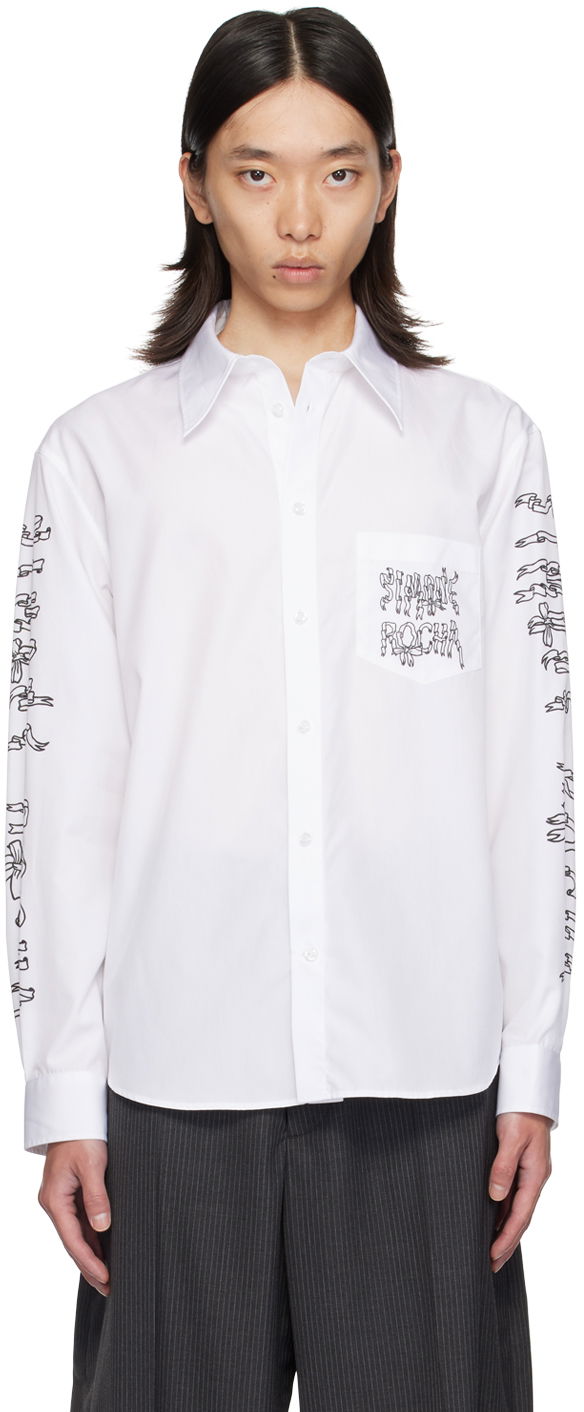 Srajce Simone Rocha Simone Rocha Ribbon Logo Print Shirt Bela | 5281P1921 1025