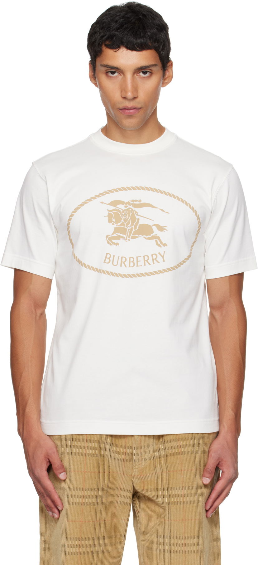 Majica Burberry Burberry Knight Stamp Cotton T-Shirt Bela | 8110112