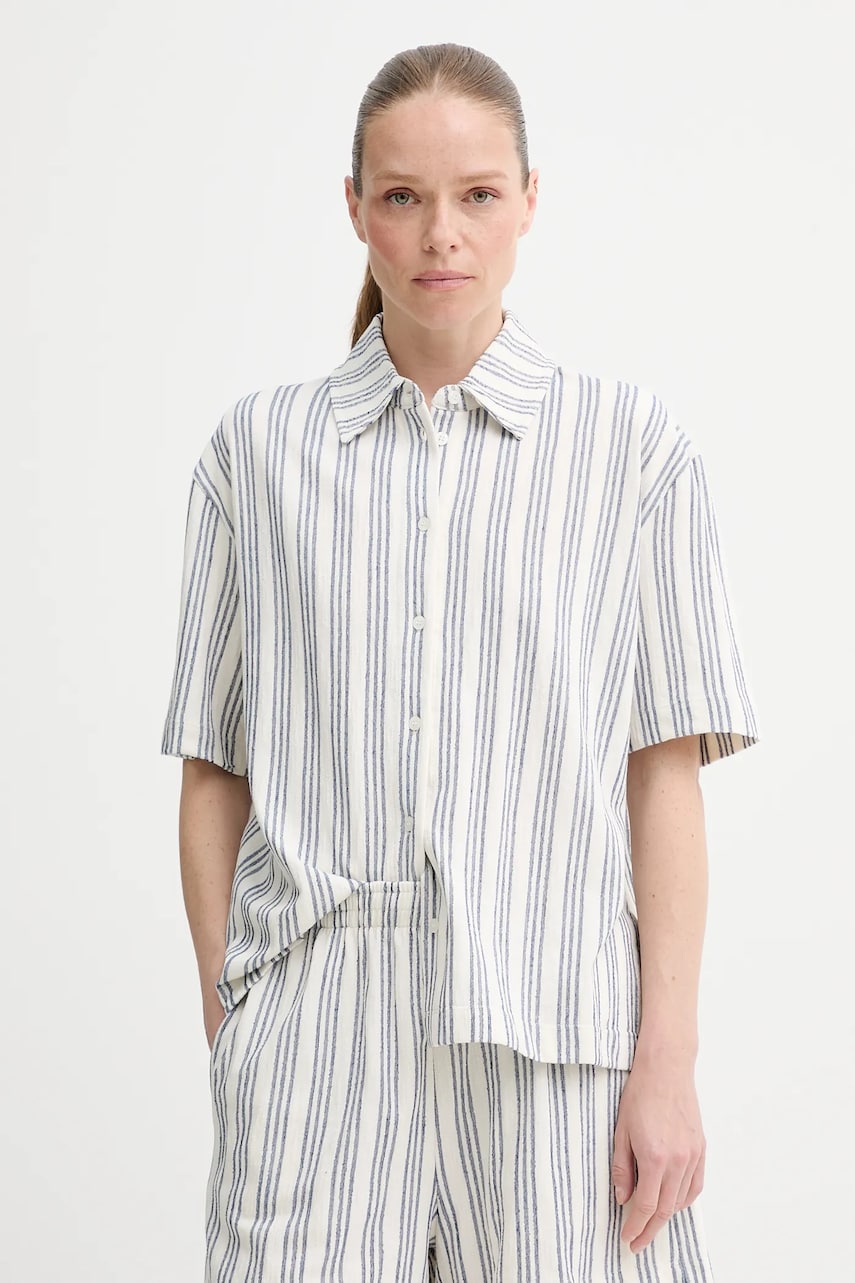 Srajce Samsoe Samsoe Samsøe Samsøe Sakaaja Striped Linen Shirt and Shorts Set Modra | F25200036, 0