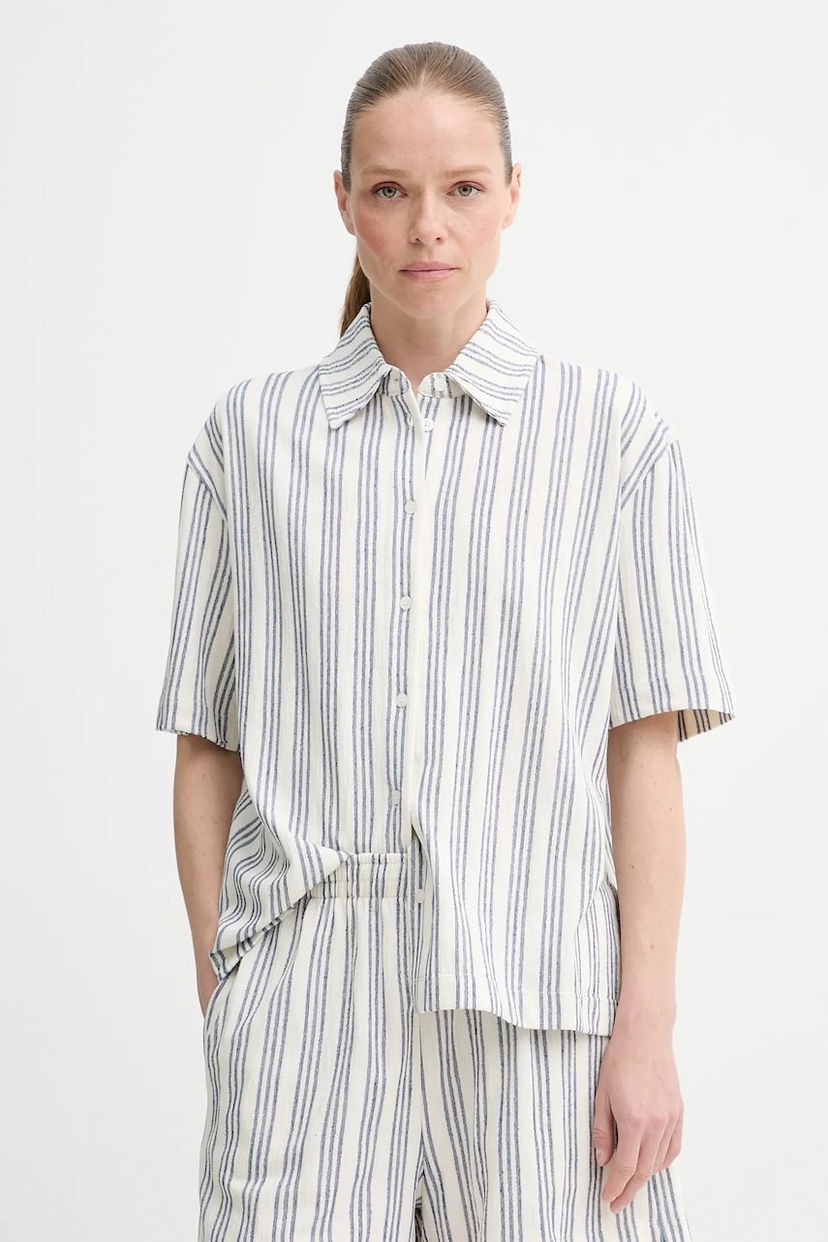 Srajce Samsoe Samsoe Samsøe Samsøe Sakaaja Striped Linen Shirt and Shorts Set Modra | F25200036