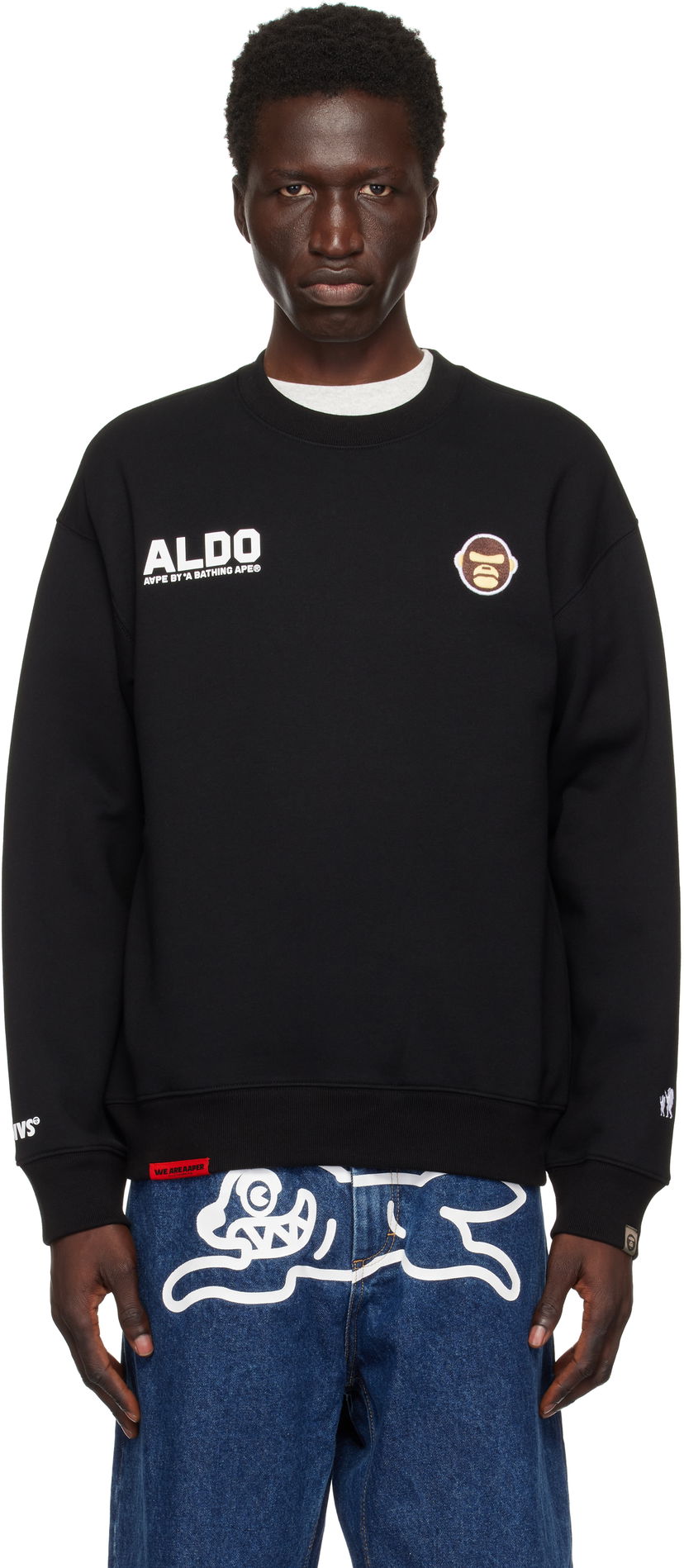 Pulover AAPE by A Bathing Ape AAPE by A Bathing Ape 'AAPER Aldo' Sweatshirt Črna | AAPSWMB377XXNBKX