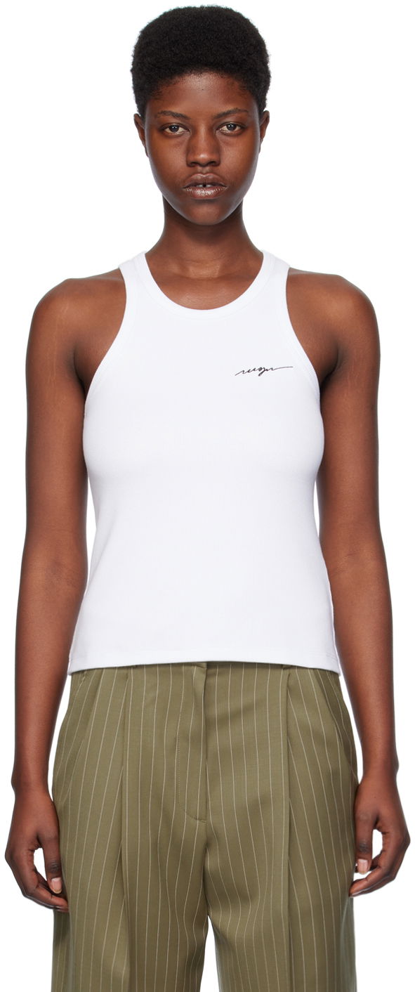 Majica brez rokavov MSGM Embroidered Tank Top Bela | 3641MDT86 247108, 0