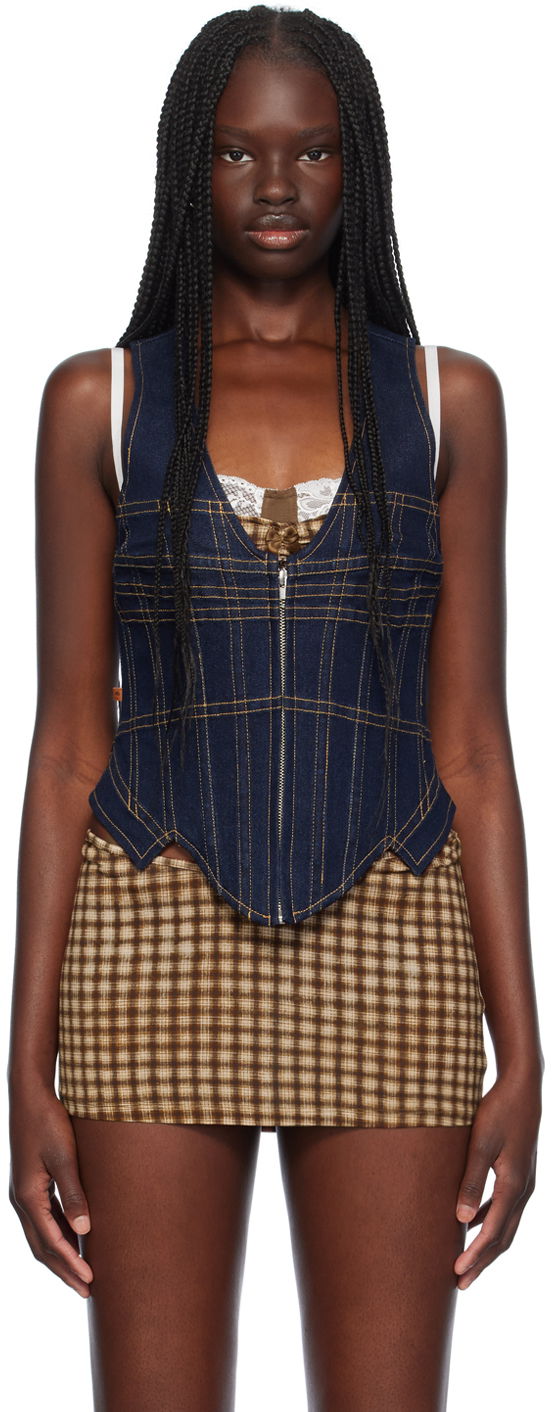 Telovnik Miaou Miaou Dolly Denim Corset Top Modra | 7146RWDBLD