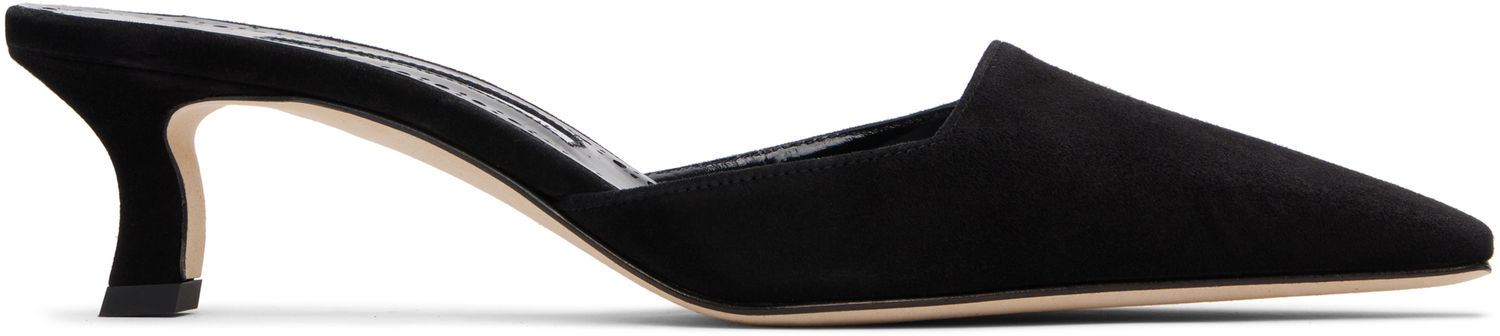 Nakit Manolo Blahnik Manolo Blahnik Moiramu Suede Heeled Mules Črna | 225-1957, 0