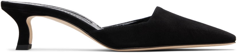 Nakit Manolo Blahnik Manolo Blahnik Moiramu Suede Heeled Mules Črna | 225-1957