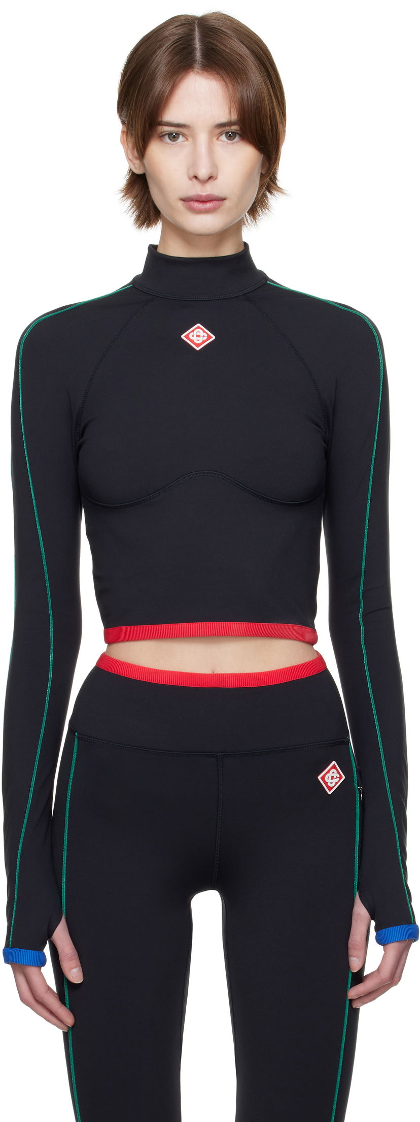 Krop-top Casablanca Casablanca Raglan Sleeve Sport Top Črna | WPS25-ACT-027-01