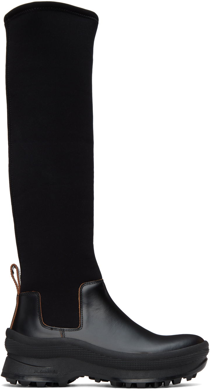 Superge in čevlji Jil Sander Jil Sander Tall Leather Boots Črna | J44WW0001_P4193