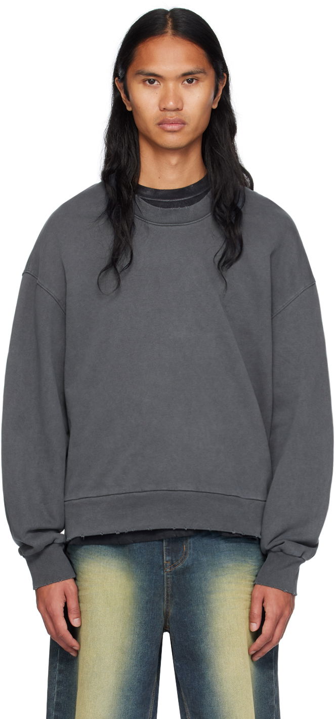 Pleteni pulover We11done We11done Wide Neck Sweatshirt Siva | WD-TH2-24-801-U-CH