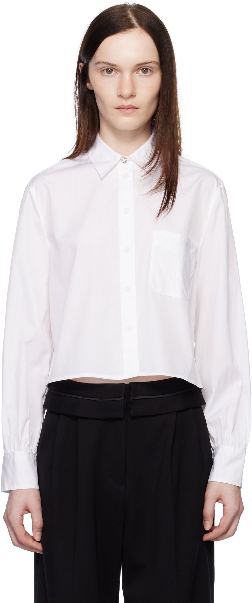 Srajce rag & bone Rag & Bone Maxine Jewel Cropped Shirt Bela | WAW24HA031CU31
