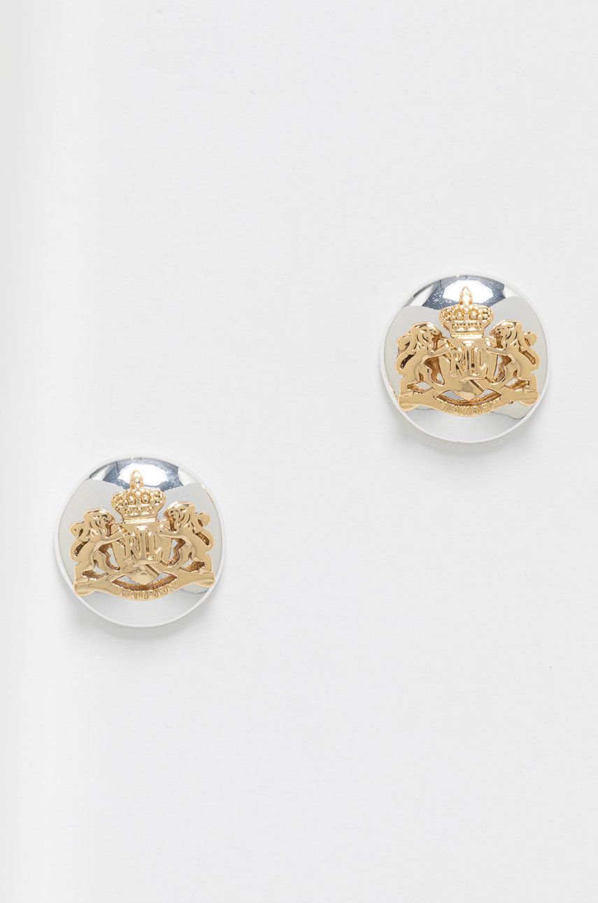 Uhani Polo by Ralph Lauren Two-Tone Crest Stud Earrings Kovinski | 60492046.EZ6, 0